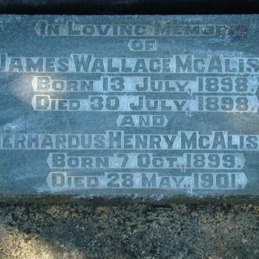 McALISTER James Wallace 1898-1898 :: McALISTER Gerhardus Henry 1899-1901