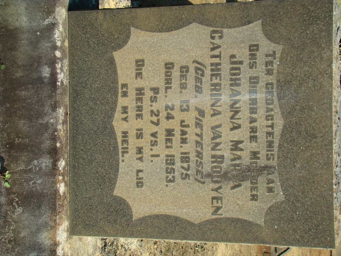 ROOYEN Johanna Maria, van nee PIETERSE 1875-1953