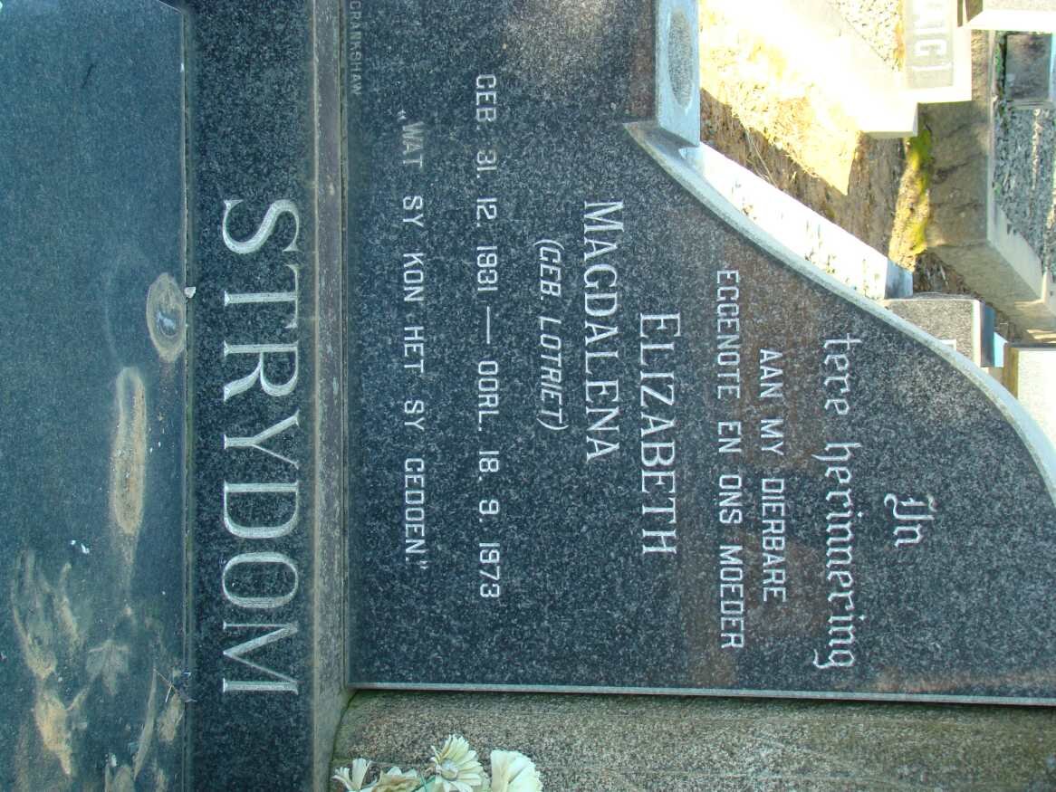 STRYDOM Elizabeth Magdalena neé LOTRIET 1931-1973