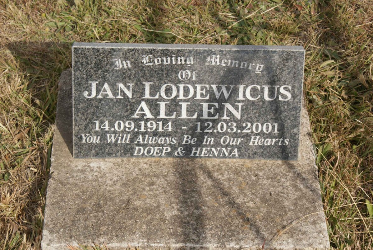 ALLEN Jan Lodewicus 1914-2001