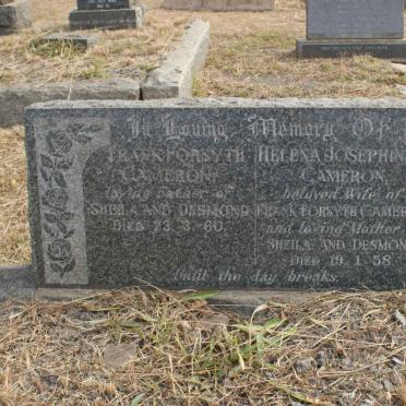 CAMERON Frank Forstyth -1960 &amp; Helena Josephine -1958