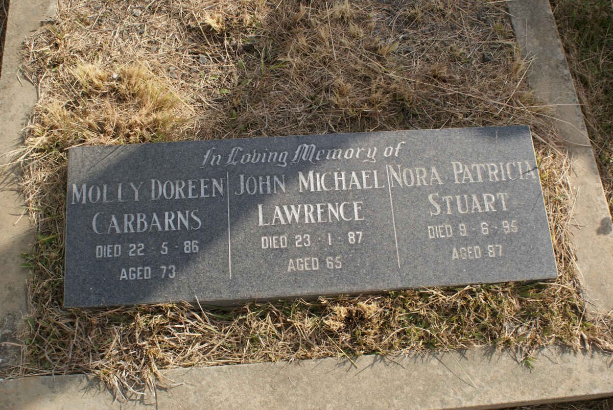 CARBARNS Molly Doreen -1986 :: LAWRENCE John Michael -1987 :: STUART Nora Patricia -1995