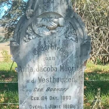 WESTHUYZEN Anna Jacoba Magrita, van der nee BOSHOFF 1863-1916