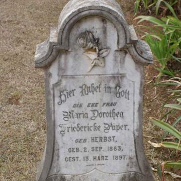 PAPER Maria Dorothea Friedericke nee HERBST 1863-1897