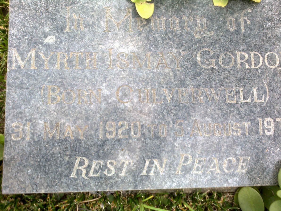 GORDON Myrth Ismay 1920-19??