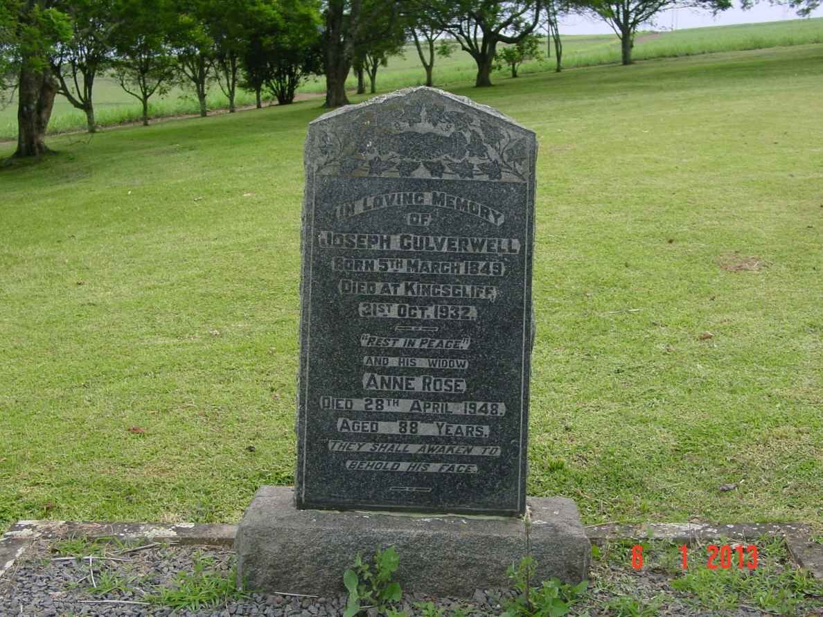 CULVERWELL Joseph 1849-1932 &amp; Anne Rose -1948