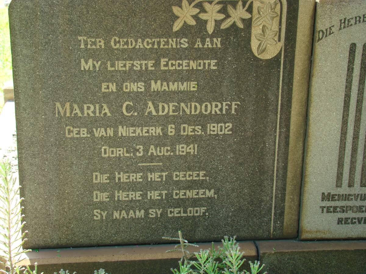 ADENDORFF Maria C., nee VAN NIEKERK 1902-1941