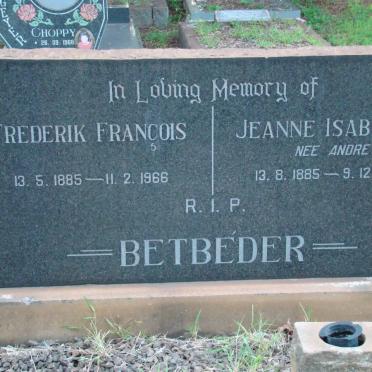 BETBEDER Frederick Francois 1885-1966 &amp; Jeanne Isabelle ANDRE 1885-1962