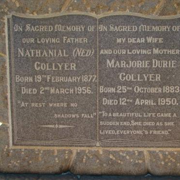 COLLYER Nathanial 1877-1956 &amp; Majorie Durie 1883-1950