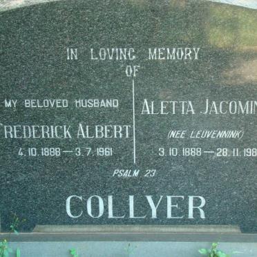 COLLYER Frederick Albert 1888-1961 &amp; Aletta Jacomina LEUVENNINK 1888-1981