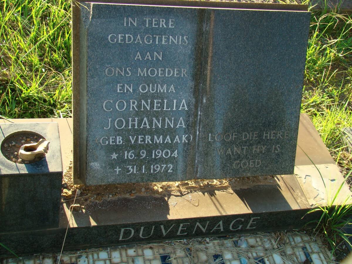 DUVENHAGE Cornelia Johanna nee VERMAAK 1904-1972