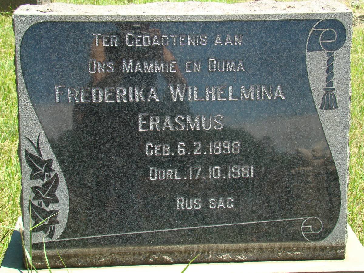 ERASMUS Frederika Wilhelmina 1898-1981