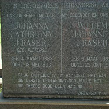 FRASER Willem Johannes 1878-1951 &amp; Johanna Cathriena PIETERSE 1883-1966