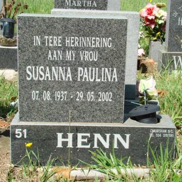 HENN Susanna Paulina 1937-2002