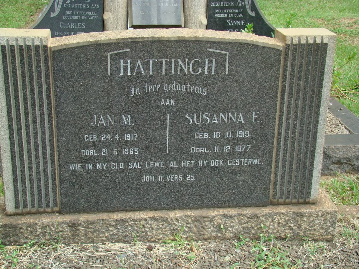 HATTINGH Jan M. 1917-1965 &amp; Susanna E. 1919-1977