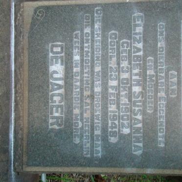 JAGER Elizabeth Susanna, de 1902-1948