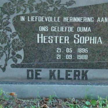 KLERK Hester Sophia, de 1895-1988