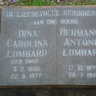 LOMBARD Hermanus Antonie 1874-1943 &amp; Dina Carolina SWART 1892-1977
