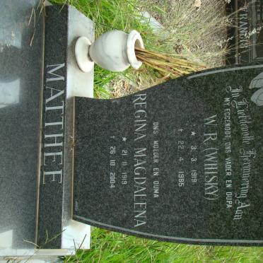 MATTHEE W.R. 1919-1985 &amp; Regina Magdalena 1919-2004