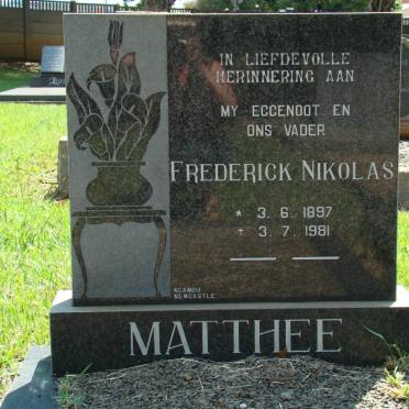 MATTHEE Frederick Nikolaas 1897-1981