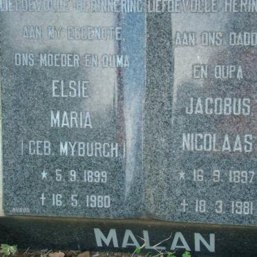 MALAN Elsie Maria nee MYBURGH 1899-1980
