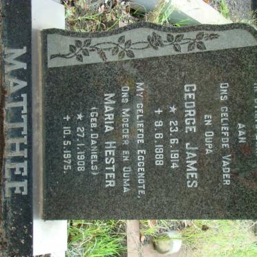 MATTHEE George James 1914-1988 &amp; Maria Hester DANIELS 1908-1975
