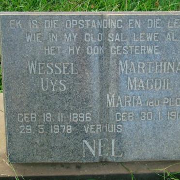 NEL Wessel Uys 1896-1978 &amp; Marthina Magdil Maria DU PLOOY 1914-