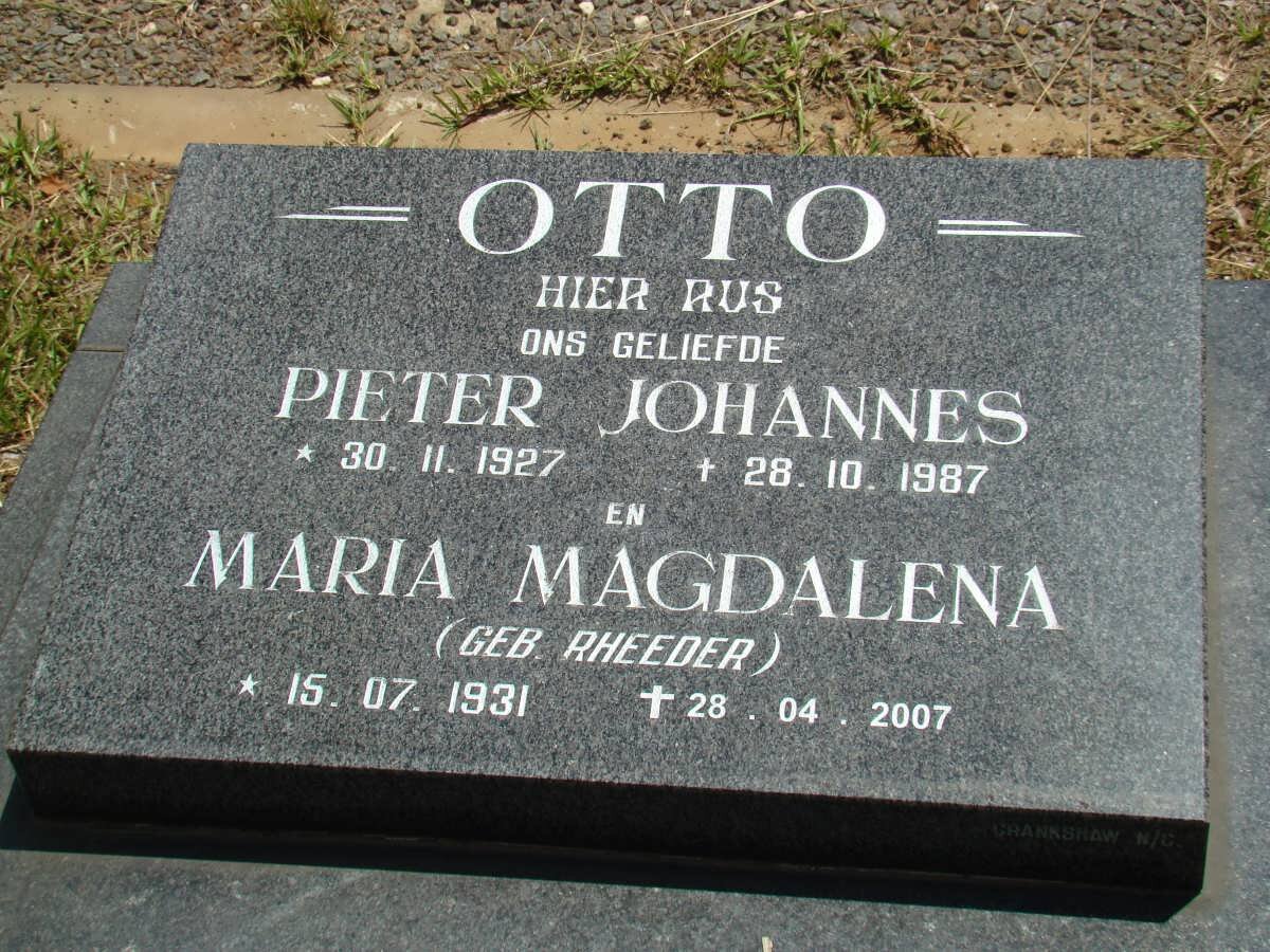 OTTO Pieter Johannes 1927-1987 &amp; Maria Magdalena RHEEDER 1931-2007