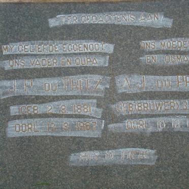 PREEZ J.P., du 1881-1967 &amp; A.J. BRUWER 1896-1970