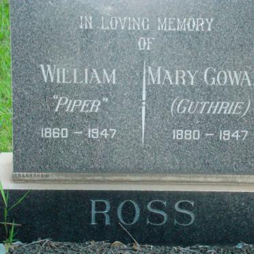 ROSS William 1860-1947 &amp; Mary Gowans GUTHRIE 1880-1947
