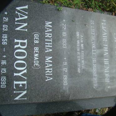 ROOYEN Martha Maria, van nee BENADE 1956-1990