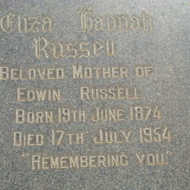 RUSSELL Eliza Hannah 1874-1954