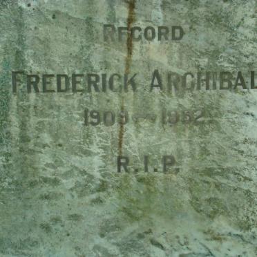 RECORD Frederick Archibald 1909-1952