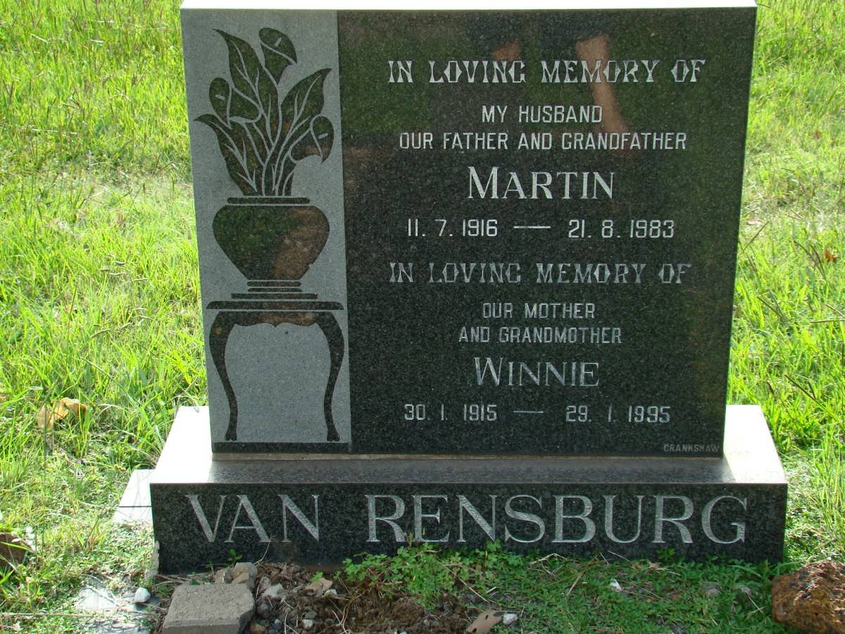 RENSBURG Martin, van 1916-1983 &amp; Winnie 1915-1995