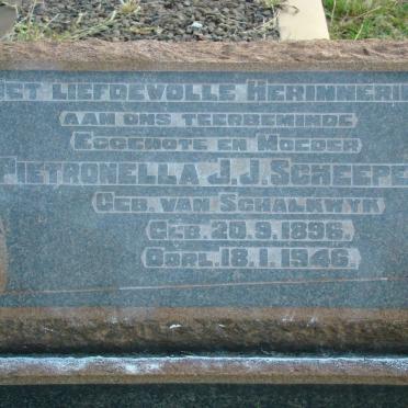 SCHEEPERS Pietronella J.J. nee VAN SCHALKWYK 1896-1946