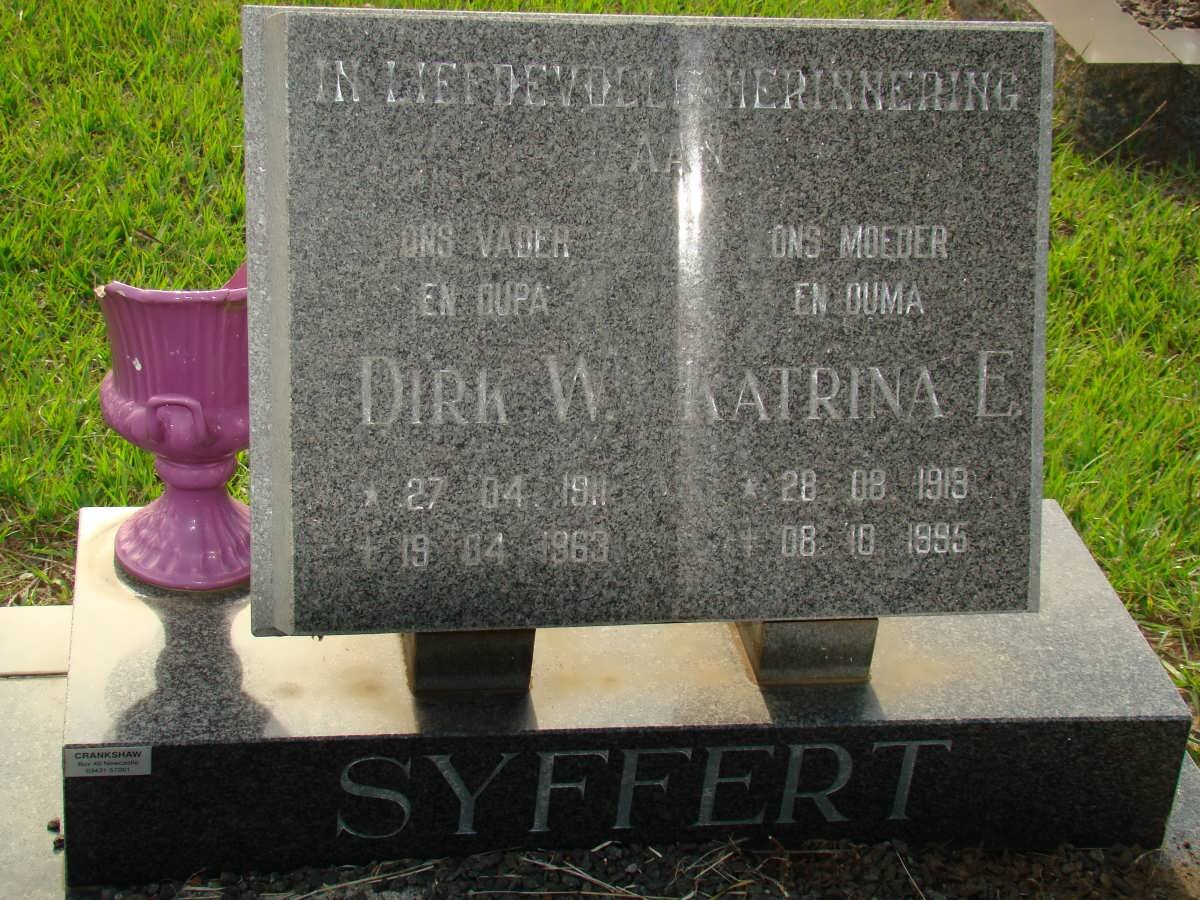 SYFFERT Dirk W. 1911-1963 &amp; Katrina E. 1918-1995