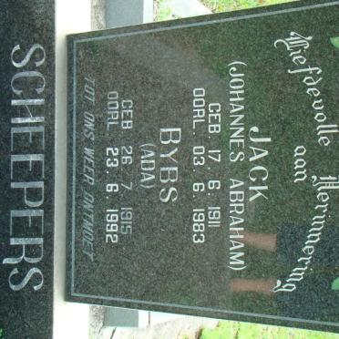 SCHEEPERS Johannes Abraham 1911-1983 &amp; Ada 1915-1992