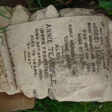 TEASDALE Robert 1848-1905 &amp; Annie FRANKISH -1929