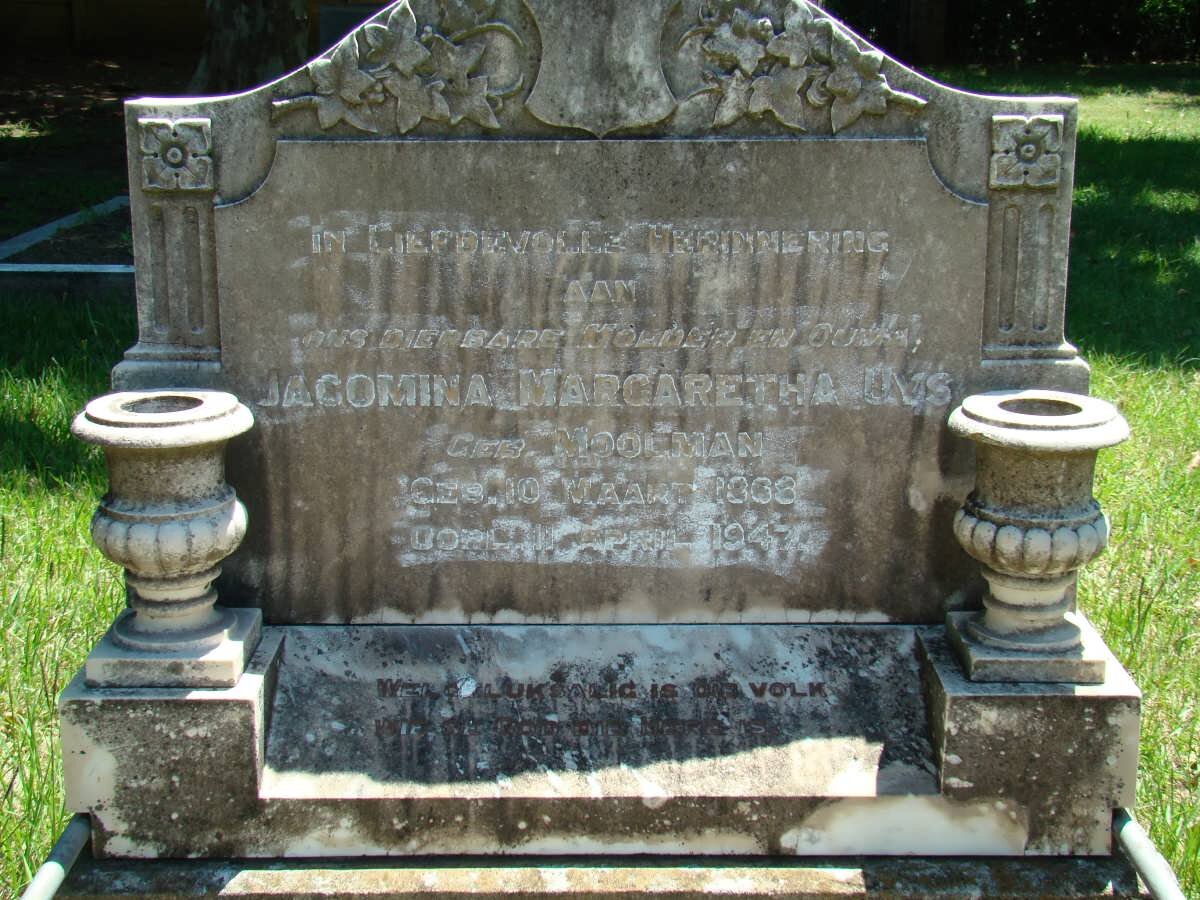 UYS Jacomina Margaretha nee MOOLMAN 1868-1947
