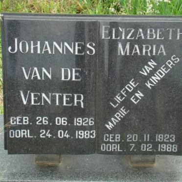 VENTER Johannes, van de 1926-1983 &amp; Elizabeth Maria 1923-1988