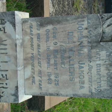 VILLIERS Johanna Jakoba, de 1925-1943