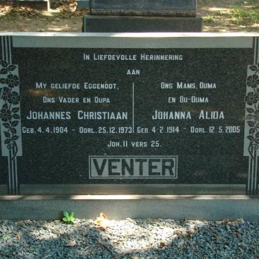 VENTER Johannes Christiaan 1904-1973 &amp; Johanna Alida 1914-2005