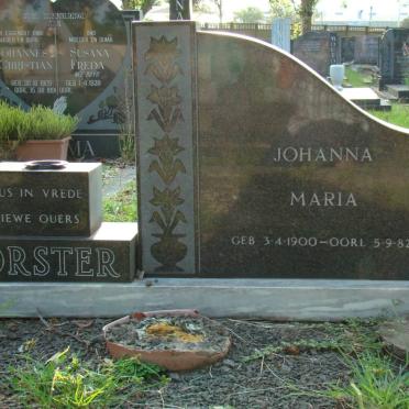 VORSTER Johannes Cornelius 1900-1981 &amp; Johanna Maria 1900-1982 