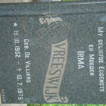 VREESWIJK Irma nee DE VILLIERS 1952-1975