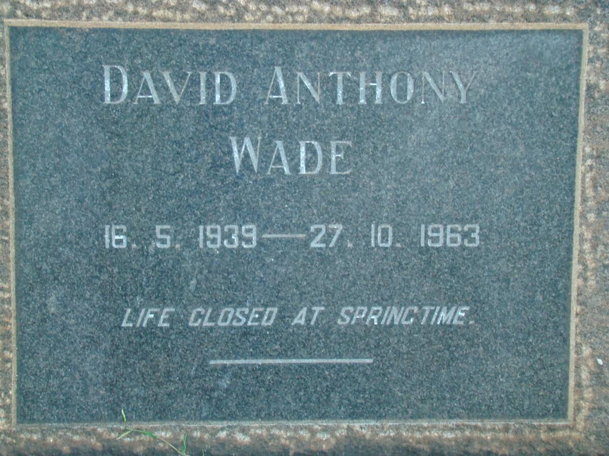 WADE David Anthony 1939-1963
