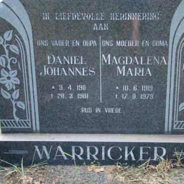WARRICKER Daniel Johannes 1911-1981 &amp; Magdalena Maria 1919-1979