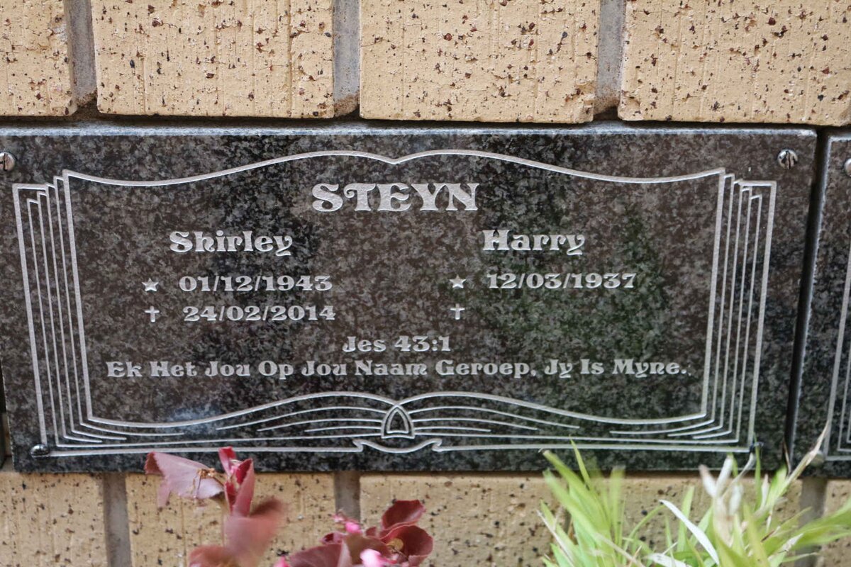STEYN Harry 1937- &amp; Shirley 1943-2014
