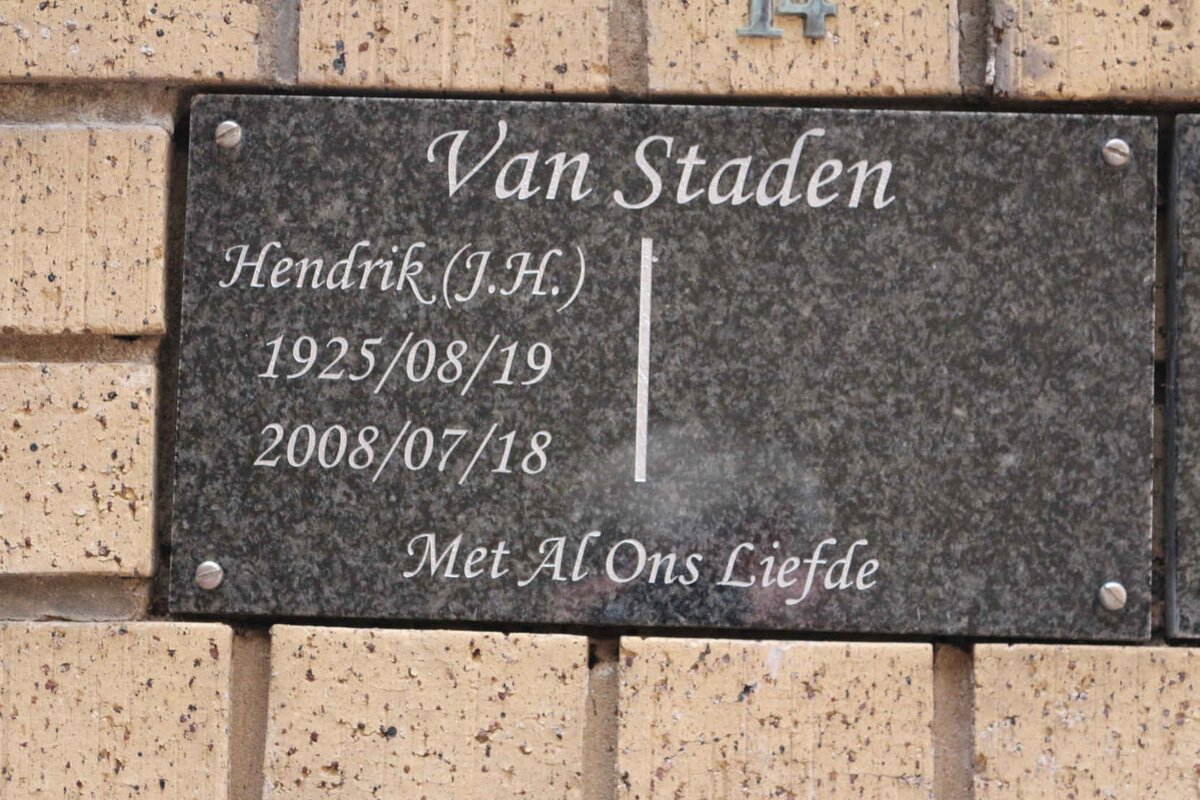 STADEN J.H., van 1925-2008