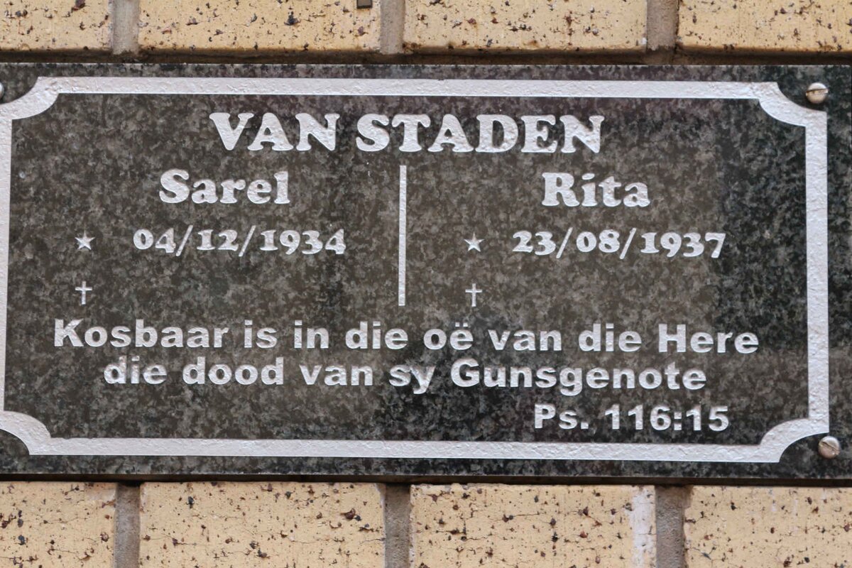 STADEN Sarel, van 1934- &amp; Rita 1937-