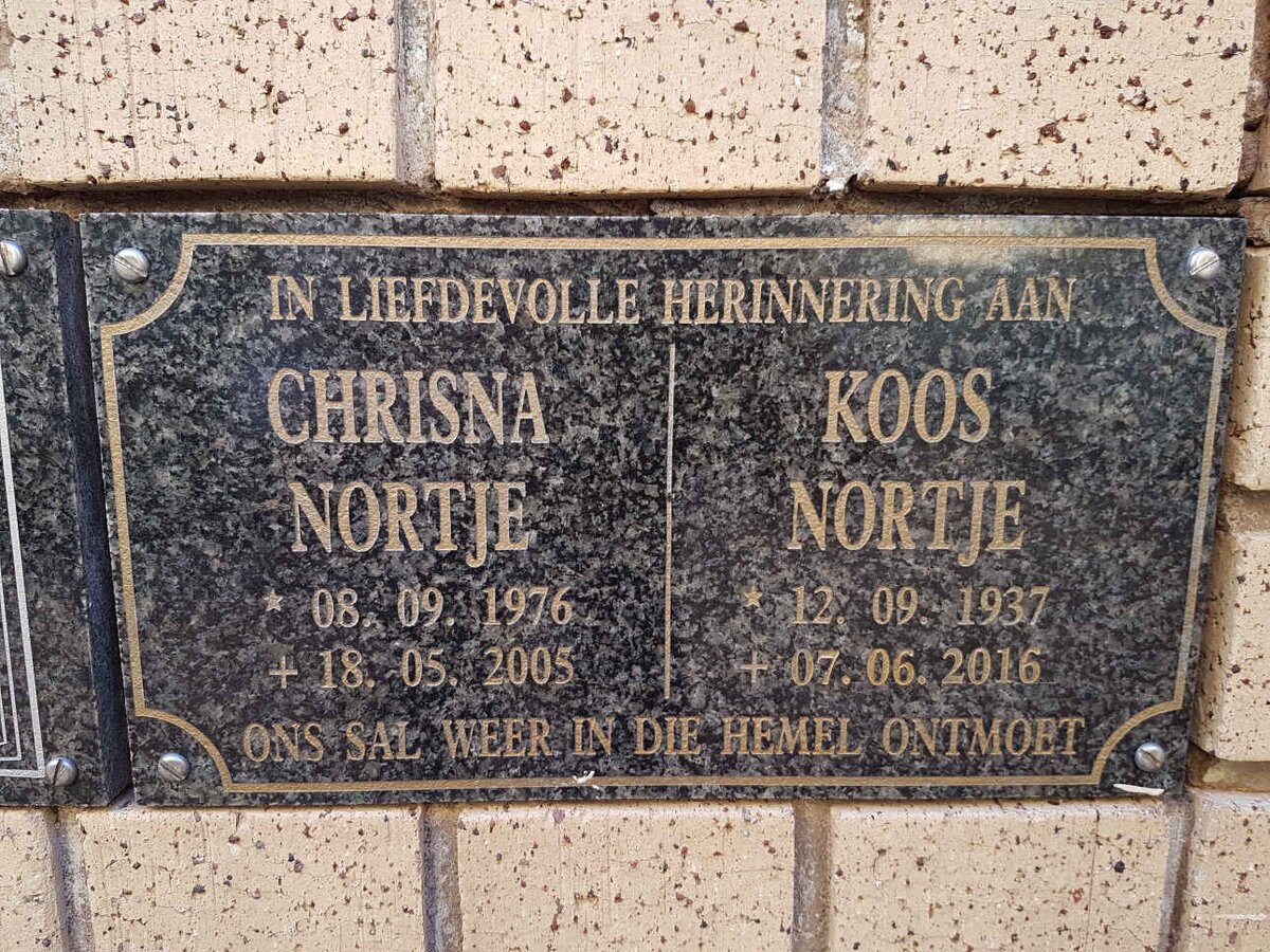 NORTJE Koos 1937-2016 &amp; Chrisna 1976-2005